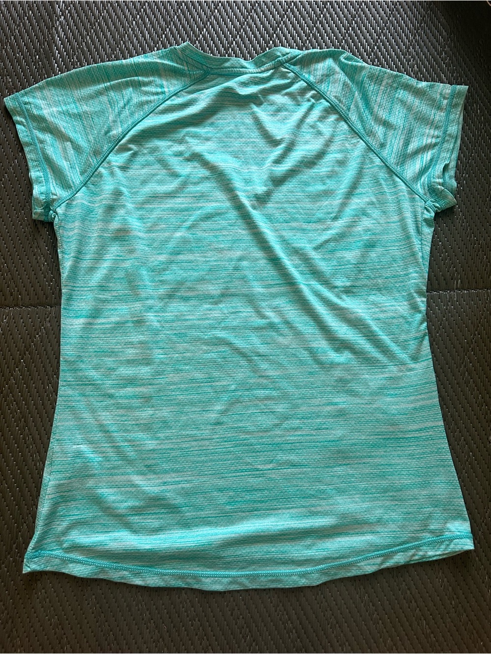 REEBOK Women's T Shirt Reflective Aqua Marled V Neck Side Zip Pocket Large - Picture 5 of 7